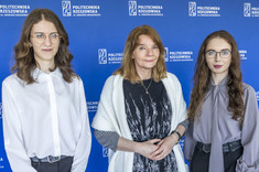 Od lewej: K. Kisiel, prof. D. Antos, K. Ślusarczyk,